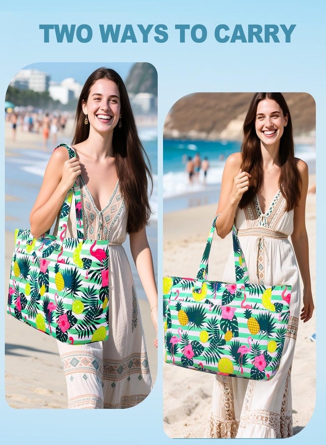 ISEYOU Extra Large Beach Bag, Waterproof Beach Totes Bags with Zipper, Pool Bag with Wet Compartment, Lightweight Foldable Large Weekender Bags for Women Men, Perfect for Pool Travel Vacation Gym - Image 5